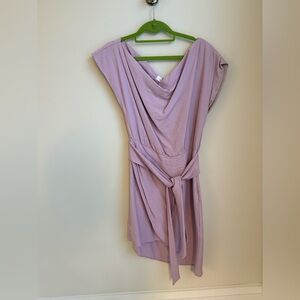 Wish Lavender One shoulder tie waist asymmetrical mini dress size small